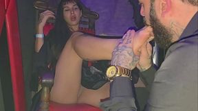 foot fetish session with professional fetishist at the swing club - real footage