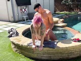 Rock MILF Gets Drilled in Pool by BBC
