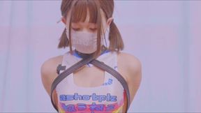 Cute pink swimsuit girl restrained 02