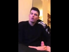 Cute guy jerks his big cock off