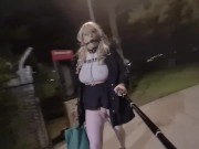 Sissy riding a dildo at the train station (re-uploaded)