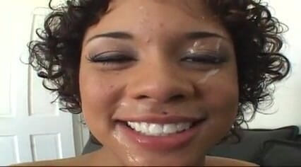 Bubble butt ebony takes a big black cock till he cums on her face