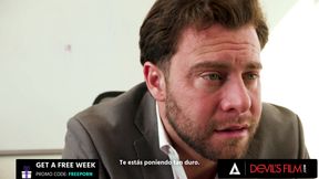 DEVILS FILM - Office Babe Jesse Pony Gets Her Pretty Ass Plumbed And Face Covered In Cum By Her Boss