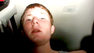 Straight thug Billy wanks in his car while driving at night