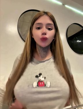 Amateur teen teases with big tits