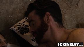 Horny otter Brendan Patrick spreads his legs for Roman Todd