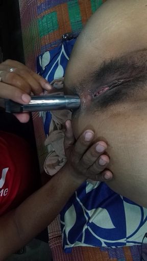 Try to Inserted Anal Plug, Vibrator and his Tongue in her Gfs Pussy and Aashole