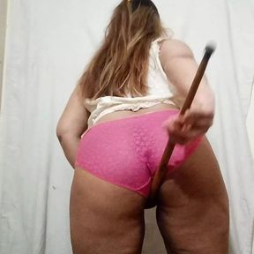 Reel Pakistani Ambar Khan showed off her striping black trouser showing  sexy panties and plastered herself with a stick