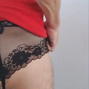 CD Trans Shows off New Lingerie Panties Mini Skirt