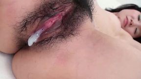 Perfect Japanese uncensored fuck with a hairy creampied skinny teen babe