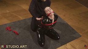 Minseo in a Catsuit - First Bondage Experience Part 1 - Hogtie, BoxTie, Blindfold, Nose Hook (FULL HD MP4)