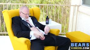 Mature bear Rusty McMann masturbates passionately solo