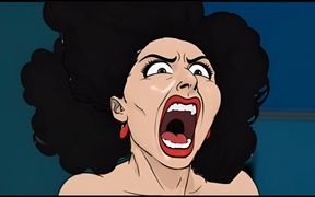 Married Busty Brunette Can't Resist the Sight of a Big Black Cock. Cartoon