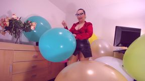 Episode 417. Angry step-mom pops 20 HUGE colorful BALLOONS using a NEEDLE, large inflated balloons.