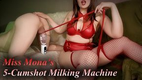 Miss Mona’s New Toy: Bad Peach Milking Machine with 5 Shaky Cumshots