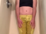 Wetting Myself 2 - Pissing in Yellow Jeans