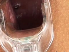 Speculum teen shows her pussy deepness