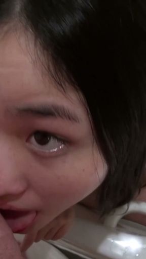 Wholesome Asian teen Sophie Hara gets caught by her flatmate while having fun in the bathtub and then they fuck   Clip 2