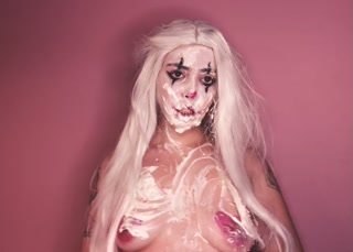 clown messy CREAM PIE on face