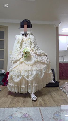 Crossdresser masturbating in a dress