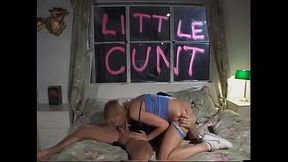 A healthy man in a mask and with a black hood shoved his cock deep into the throat of a frightened young nanny and fucked her hard with cum