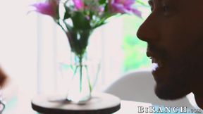 Slim redhead Lydia Moser partakes in a bisexual threesome with two horny dudes