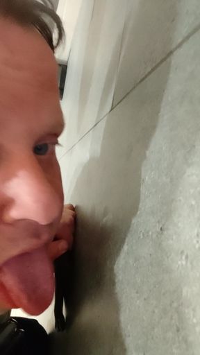Lick piss from customer toilet
