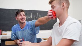 Lad Guy Jerk Waters Gets Predominated And Bullied By Hard Ripped Jock Jordan Starr In Class - Hooligan Him