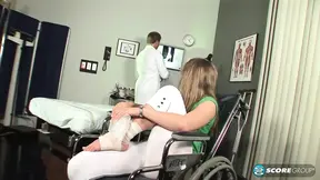 Caring blonde girl pleasuring feet and giving blowjob