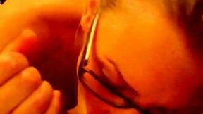 Nerdy quite buxom brunette MILF was blowing and riding dick