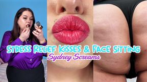 stress relief kisses & face sitting - your wife sydney screams is stressed about work but has a few minutes to use your face for her pleasure - pov kissing, pov bbw face sitting