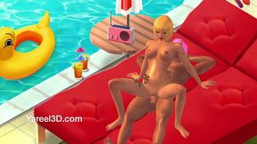 3D game preview - Blonde teen gets ass fucked next to the pool
