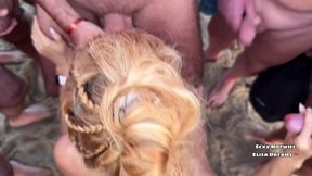baisee et enculee par 3 voyeurs a la plage + bukkake: 31 ejacs voici pour ce...