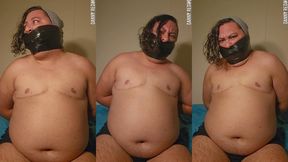 Huge Black Tape Wrap Gag Talk + Struggle in Underwear