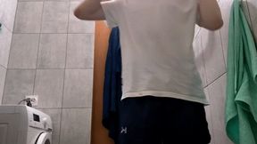 Sexy undressing in the bath
