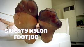 Sweaty Nylon Footjob