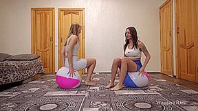 Irene and Jenny bounce pop balls