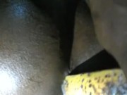 FREAKY BISEXUAL EBONY WANKING AND FUCKING ASS WITH A BANANA BEFORE EATING IT