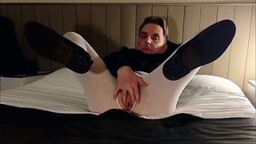 Slutty ass exposure and excitement in open white pantyhose