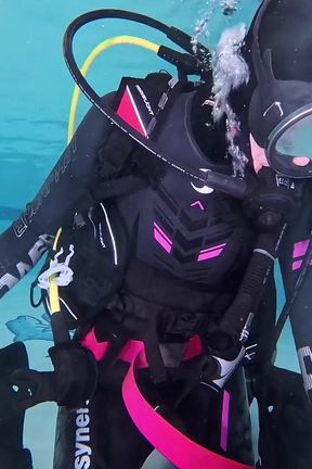 Underwater Scuba Slave Training - Dominated in Chains &amp; Wetsuit Edging
