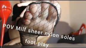 POV Milf sheer nylon soles close up with red nails Webcam session record