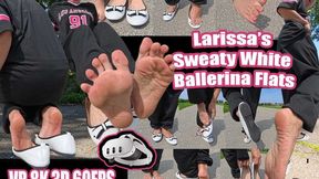 VR 3D 8K 180Â° 60 fps | Larissa’s Sweaty White Ballerina Flats â€“ Extreme Close-Up Foot Fetish POV: Worn Shoes, Damp Insoles, Shiny Soles, Wild Toe Wiggling & Super Cheesy Foot Smell