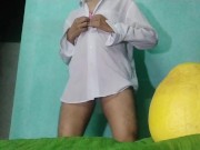 Asian Sissy crossdresser gave himself a huge handjob and eat his cum 💦💕🔥