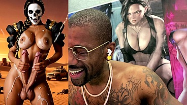 Mad Max Double Transgender Cock Babe Jerks Off And Cums From Both Of Her Hard Trans Cocks, AI Generated