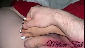 Naelor's Cock Rubbing on Melove's Sexy Long Toes
