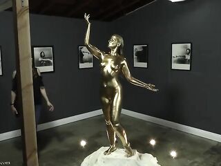 Golden Heist - Caroline Pierce & Star Nine Moist & Ribald Body Painting Statue Fetish TRAILER