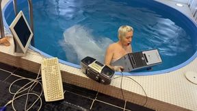 Threw my PC in the pool! Wet in Wedding Dress and masturbation!