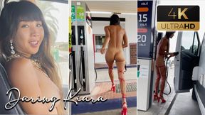 Pumping And Paying Gas Naked in Public Gas Station