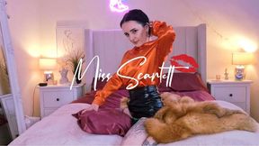 Scarlett's orange satin blouse & red fox fur coat pillow fuck
