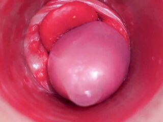 Inside a Camgirl Cervix POV Camera in Vagina with big wang toy